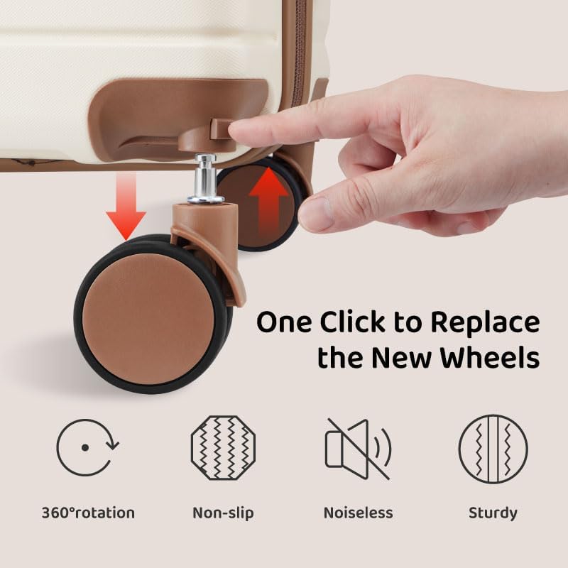 Carry On Luggage Sets,20 Inch Carry-on Suitcase with Spinner Wheels,PC+ABS Lightweight Hardshell with TSA lock,Airline Approved YKK Zippers (gray) - Image 3