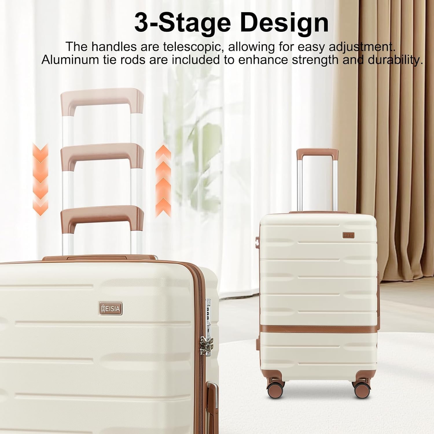 Carry On Luggage Sets,20 Inch Carry-on Suitcase with Spinner Wheels,PC+ABS Lightweight Hardshell with TSA lock,Airline Approved YKK Zippers (gray) - Image 7