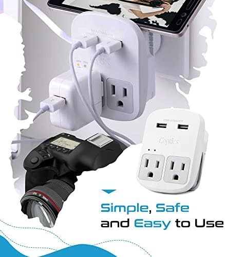 Ceptics Universal Travel Adapter Kit – 2 USA sockets, 2 USB-A (1x QC 3.0) and USB-C cable, Surge Protected, Plugs for EU, UK, China, AU, Japan - Use with Laptop, Phones, Cameras - ETL Tested - Image 5