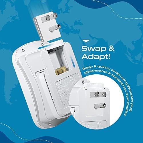 Ceptics Universal Travel Adapter Kit – 2 USA sockets, 2 USB-A (1x QC 3.0) and USB-C cable, Surge Protected, Plugs for EU, UK, China, AU, Japan - Use with Laptop, Phones, Cameras - ETL Tested - Image 6