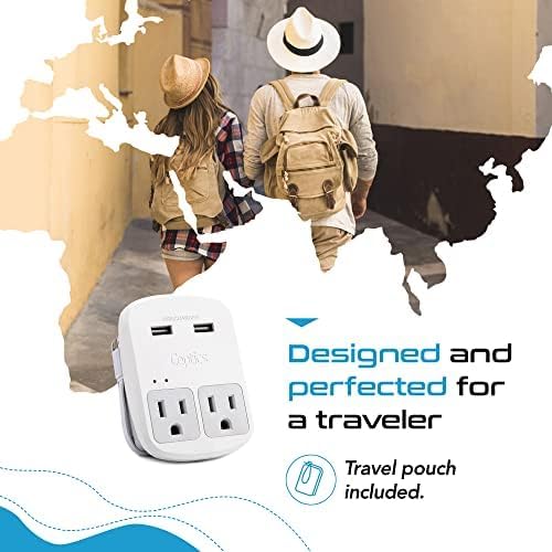 Ceptics Universal Travel Adapter Kit – 2 USA sockets, 2 USB-A (1x QC 3.0) and USB-C cable, Surge Protected, Plugs for EU, UK, China, AU, Japan - Use with Laptop, Phones, Cameras - ETL Tested - Image 8