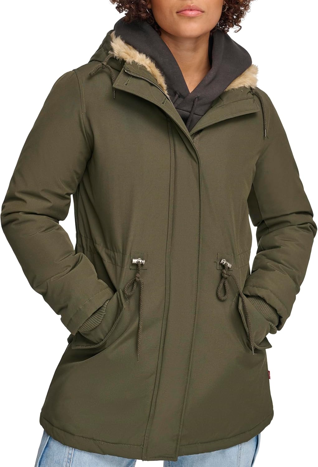 Women's Faux Fur Lined Hooded Parka Jacket (Regular & Plus Sizes)