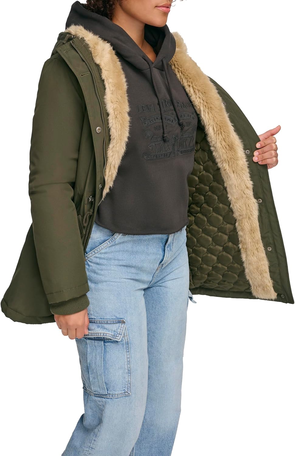Women's Faux Fur Lined Hooded Parka Jacket (Regular & Plus Sizes) - Image 9